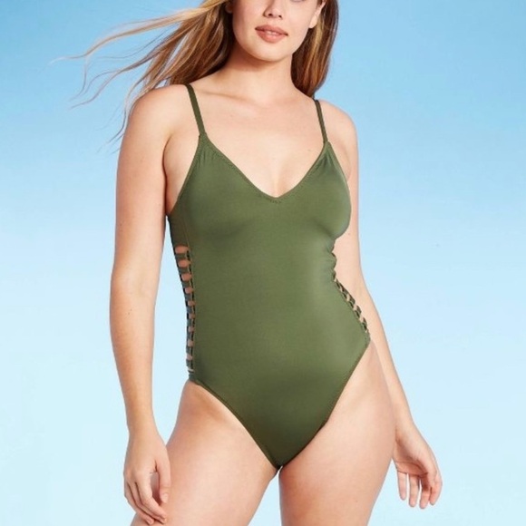 GREEN ONE PIECE SWIMSUIT - Picture 1 of 5